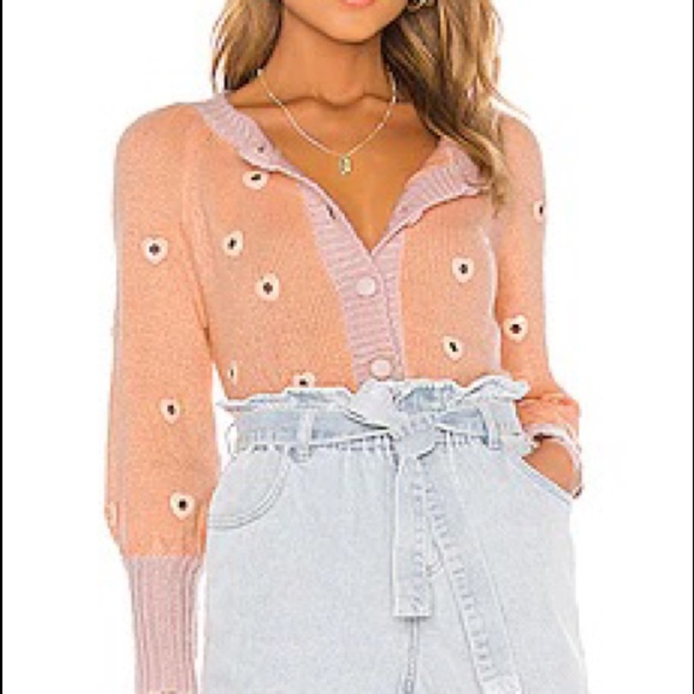 For Love & Lemon cropped Lovejoy cropped cardigan in peach